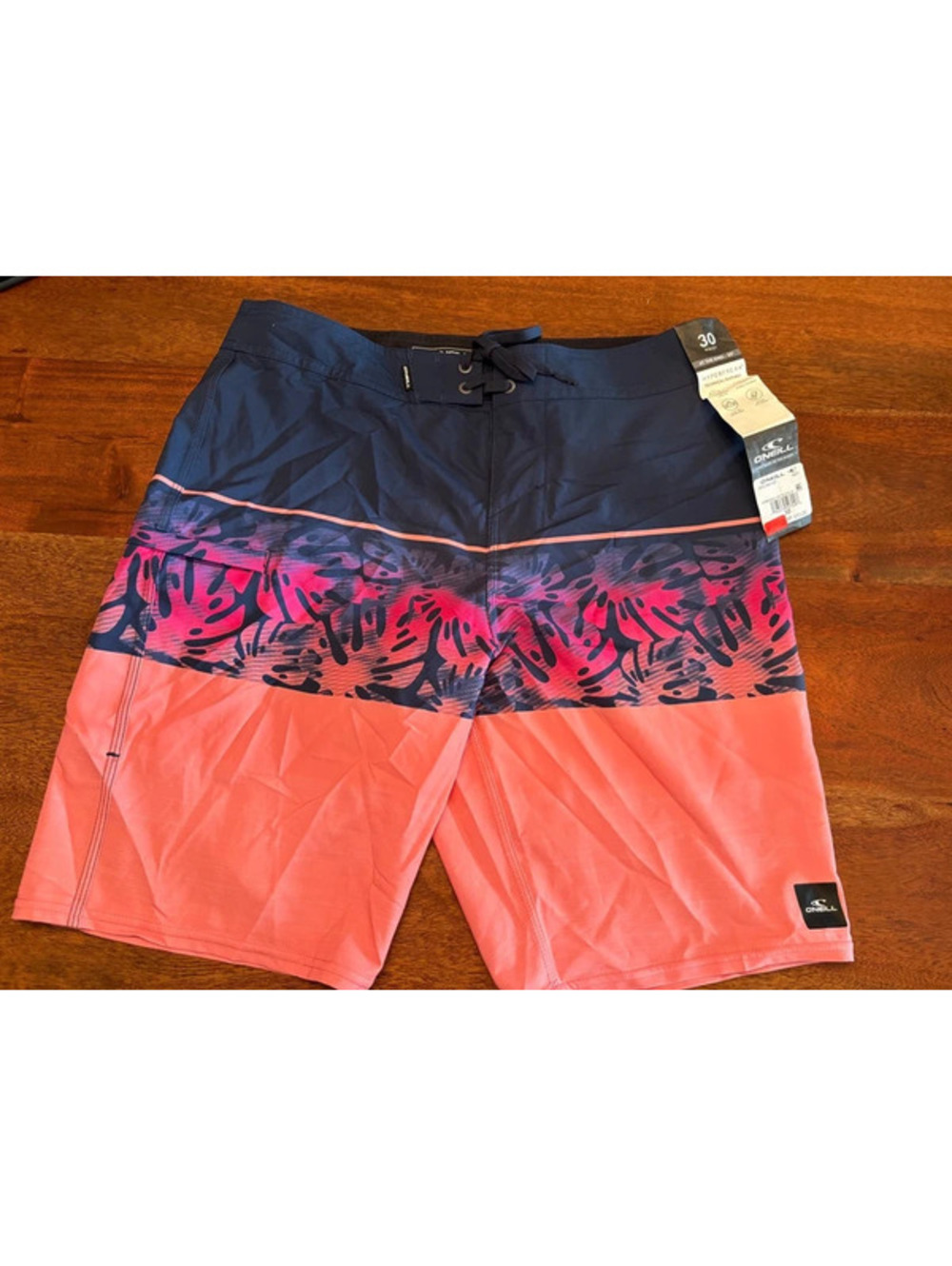O’Neill Hyperfreak Heat Block 20” Boardshorts Men’s Navy Coral NWT